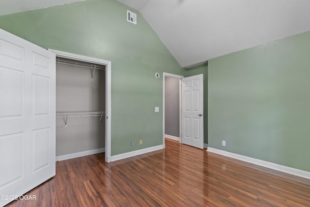 119 Jared Blvd, Webb City, MO 64870 - unfurnished bedroom with a closet, wood finished floors, and high vaulted ceiling