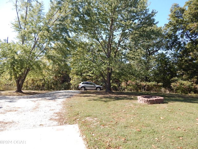 3065 Coyote Dr, Joplin, MO 64804 - view of green lawn with a fire pit
