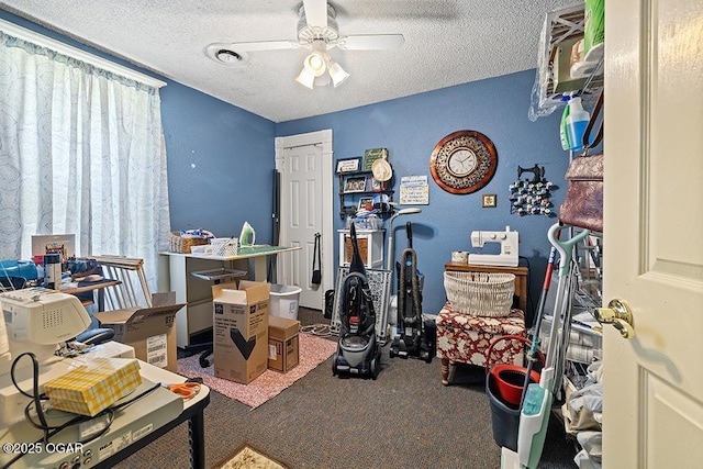 417 S Mcgregor St, Carthage, MO 64836 - interior space with a textured ceiling and ceiling fan