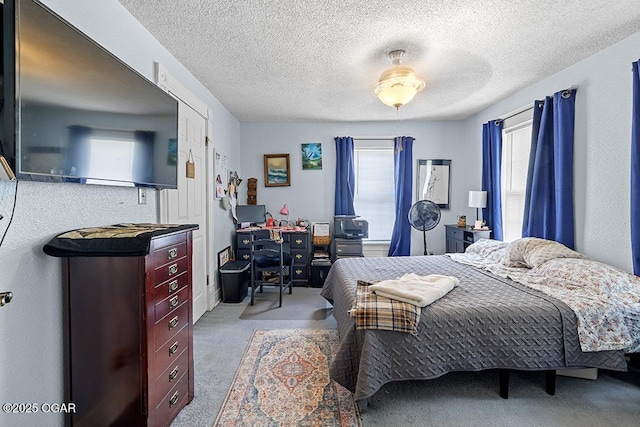 417 S Mcgregor St, Carthage, MO 64836 - bedroom with carpet, a desk, and a textured ceiling