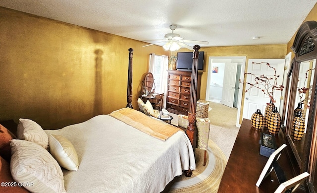 2813 Heartland Ave, Joplin, MO 64804 - bedroom with carpet floors, a textured ceiling, and ceiling fan