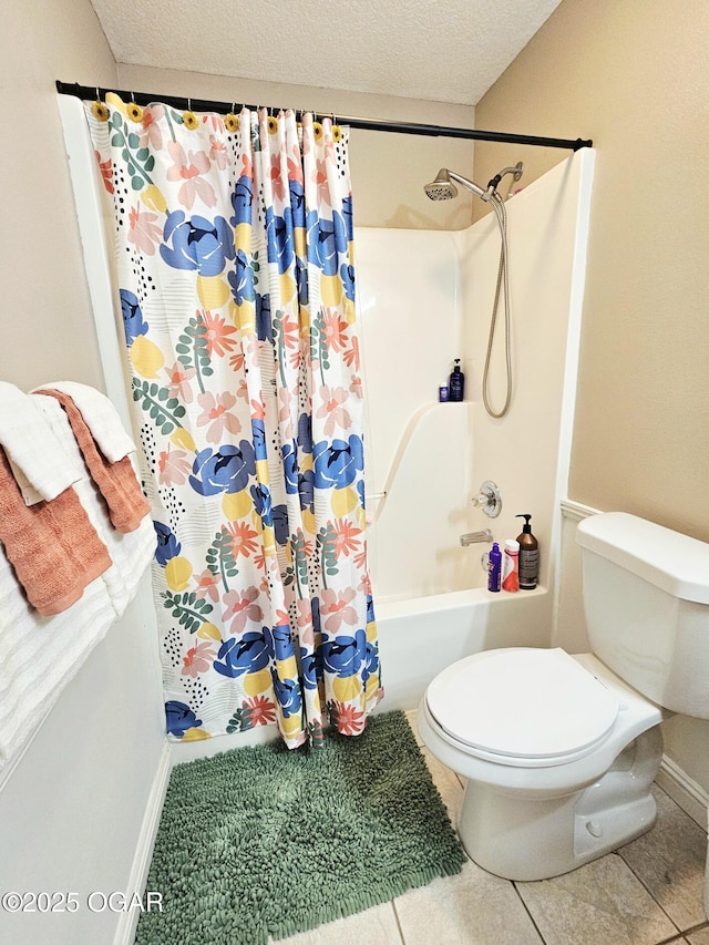 2813 Heartland Ave, Joplin, MO 64804 - full bathroom with shower / tub combo, tile patterned flooring, and a textured ceiling