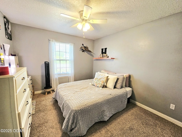 2813 Heartland Ave, Joplin, MO 64804 - carpeted bedroom with a textured ceiling and ceiling fan