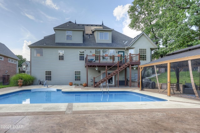 3510 Notting Hill Cir, Joplin, MO 64804 - outdoor pool with a deck, stairway, a gazebo, a patio, and area for grilling