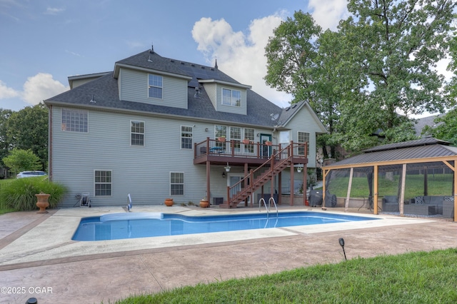 3510 Notting Hill Cir, Joplin, MO 64804 - outdoor pool featuring a gazebo, stairway, a deck, and a patio