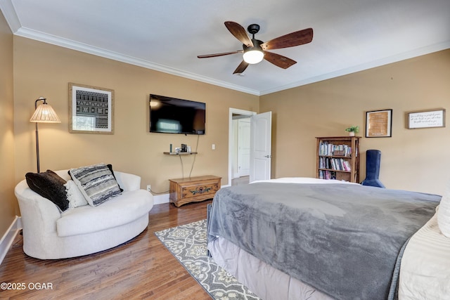 3510 Notting Hill Cir, Joplin, MO 64804 - bedroom featuring wood finished floors, crown molding, and a ceiling fan