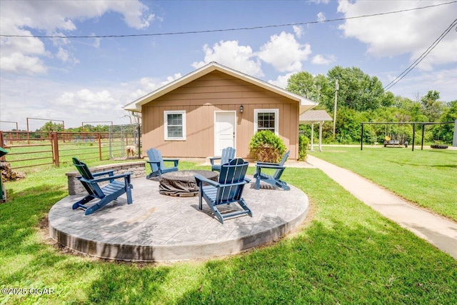 11284 Norway Rd, Neosho, MO 64850 - view of patio featuring a fire pit