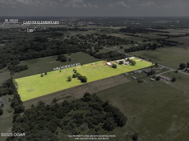 11284 Norway Rd, Neosho, MO 64850 - aerial overview of property's location featuring rural landscape