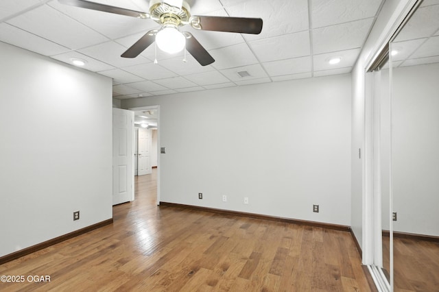 3310 Tana St, Joplin, MO 64804 - spare room featuring a ceiling fan, a paneled ceiling, light wood-style flooring, and recessed lighting