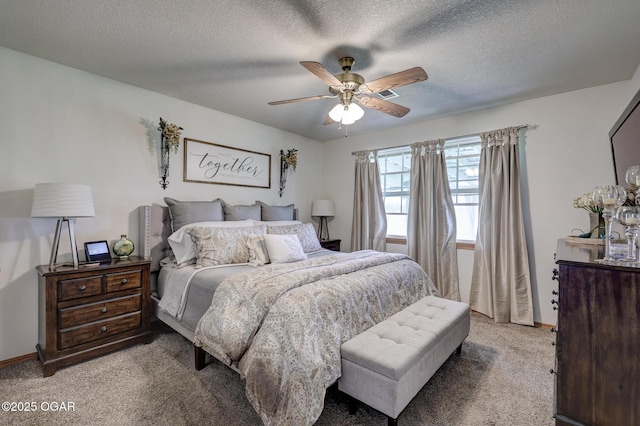 23841 Jaguar Rd, Oronogo, MO 64855 - bedroom featuring light carpet, a textured ceiling, and ceiling fan