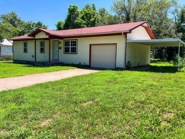 1212 W 12th St, Joplin, MO 64801 - single story home featuring driveway, a garage, a front yard, an attached carport, and crawl space