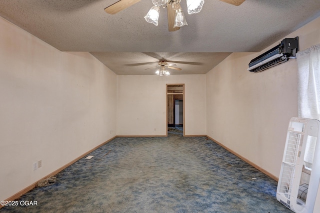 302 E Market St, Diamond, MO 64840 - spare room with a ceiling fan, a textured ceiling, heating unit, and carpet flooring