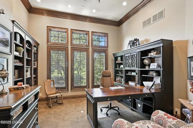 5738 Deer Park Ln, Joplin, MO 64804 - carpeted office featuring crown molding