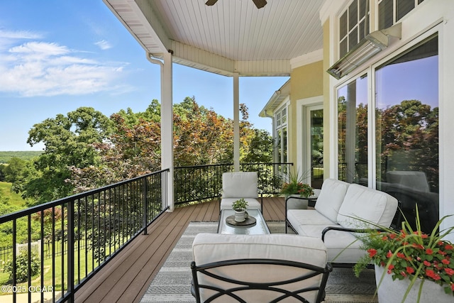 5738 Deer Park Ln, Joplin, MO 64804 - balcony featuring ceiling fan and outdoor lounge area
