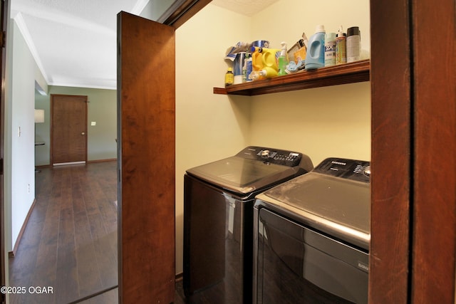 3508 Dirr Ave, Parsons, KS 67357 - washroom featuring washer and dryer and wood finished floors