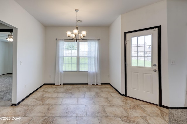 2036 S Ozark, Joplin, MO 64804 - foyer featuring plenty of natural light, a chandelier, and ceiling fan