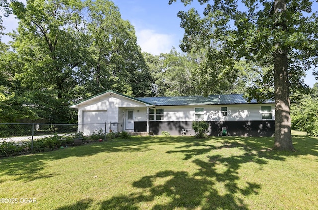 137 Lone Elm Dr, Carl Junction, MO 64834 - view of front facade with a garage, a metal roof, and view of wooded area
