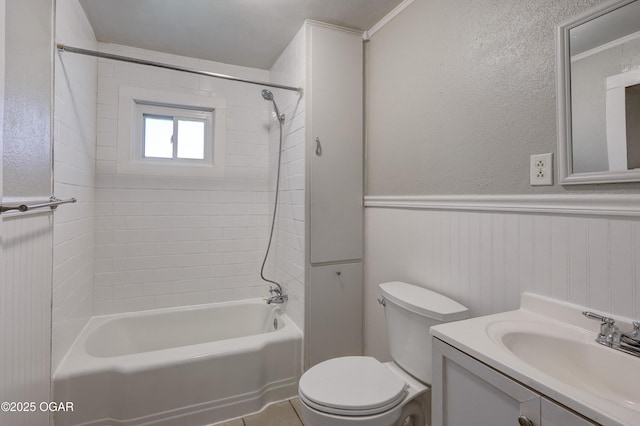 605 S Jefferson St, Webb City, MO 64870 - bathroom featuring wainscoting, shower / tub combination, and vanity