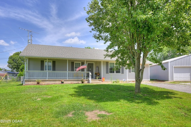 1501 Ryan Rd, Joplin, MO 64801 - view of front of home featuring a porch, a garage, a front lawn, and a shingled roof