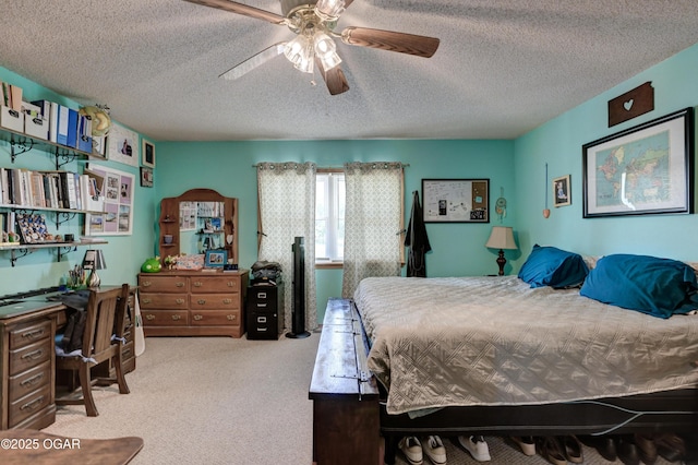 1501 Ryan Rd, Joplin, MO 64801 - carpeted bedroom featuring a textured ceiling and ceiling fan