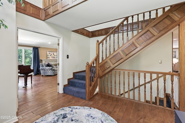 5623 Rivercrest Valley Dr, Joplin, MO 64804 - stairs with hardwood / wood-style flooring