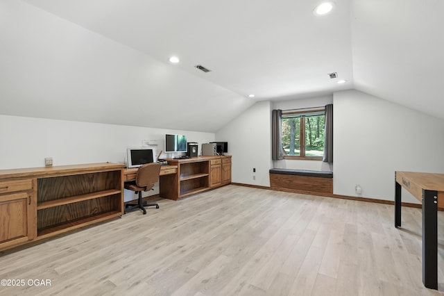 5623 Rivercrest Valley Dr, Joplin, MO 64804 - office area featuring lofted ceiling, recessed lighting, and light wood-style floors