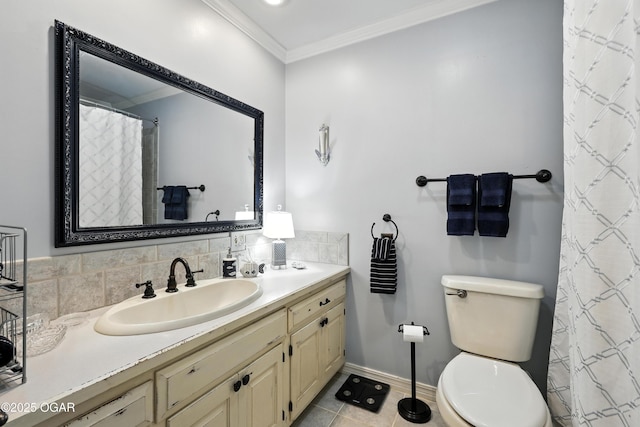 5623 Rivercrest Valley Dr, Joplin, MO 64804 - bathroom featuring ornamental molding, vanity, and tile patterned flooring