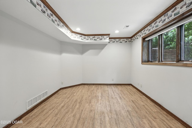 5623 Rivercrest Valley Dr, Joplin, MO 64804 - empty room featuring ornamental molding, wood finished floors, and recessed lighting