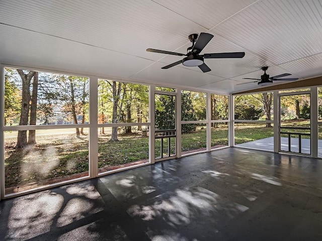 view of unfurnished sunroom