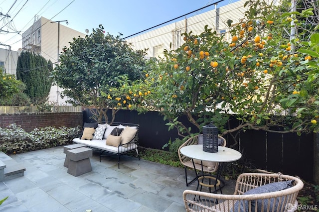 view of patio featuring an outdoor hangout area