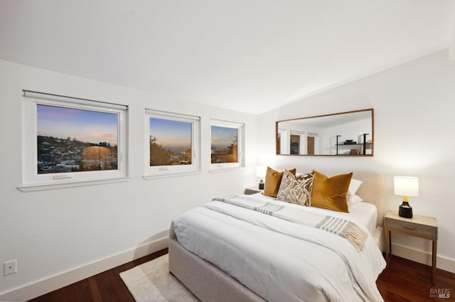 1837 Centro W St, Tiburon, CA 94920 - bedroom featuring baseboards, wood finished floors, and vaulted ceiling