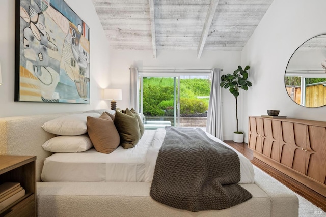 1837 Centro W St, Tiburon, CA 94920 - bedroom featuring access to outside, wood finished floors, and beam ceiling