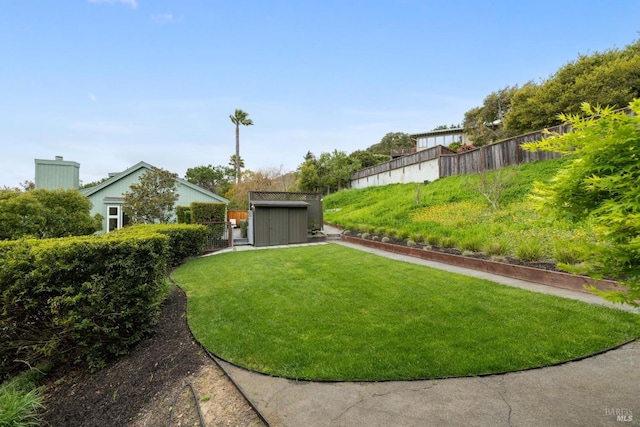 1837 Centro W St, Tiburon, CA 94920 - view of yard featuring an outbuilding, fence, and a storage shed
