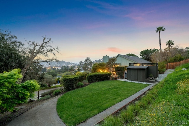 1837 Centro W St, Tiburon, CA 94920 - view of yard with an outbuilding, fence, and a storage shed