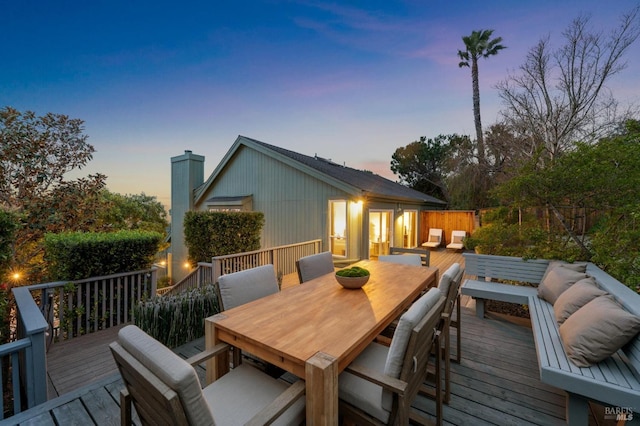 1837 Centro W St, Tiburon, CA 94920 - deck at dusk featuring outdoor dining space