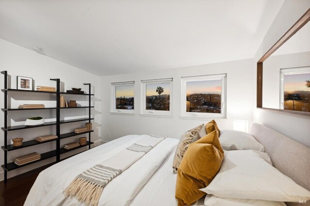 1837 Centro W St, Tiburon, CA 94920 - bedroom featuring vaulted ceiling and wood finished floors