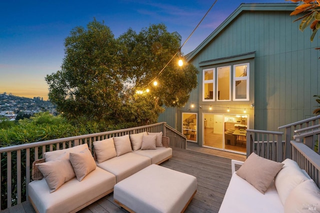 1837 Centro W St, Tiburon, CA 94920 - deck at dusk featuring an outdoor living space