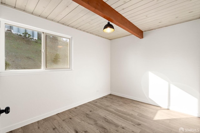 5407 Diamond Heights Blvd Unit 1, San Francisco, CA 94131 - empty room featuring wood finished floors, wooden ceiling with exposed beams, and baseboards