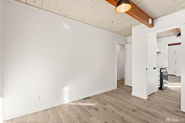 5407 Diamond Heights Blvd Unit 1, San Francisco, CA 94131 - spare room featuring light wood-style floors, baseboards, and wood ceiling with exposed beams
