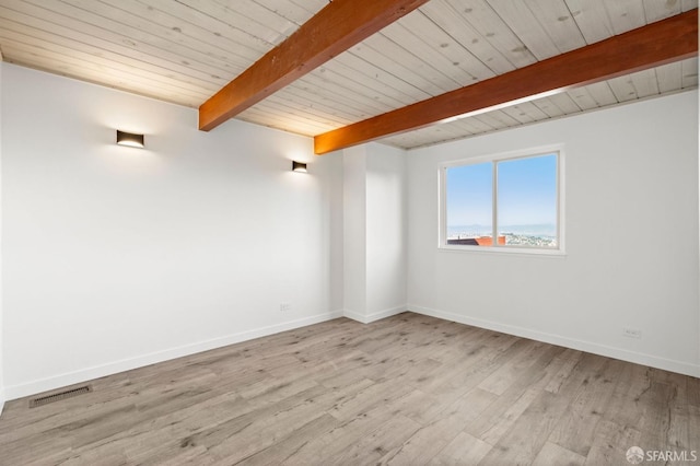 5407 Diamond Heights Blvd Unit 1, San Francisco, CA 94131 - unfurnished room with wood finished floors, baseboards, and wooden ceiling with exposed beams