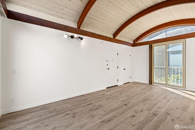 5407 Diamond Heights Blvd Unit 1, San Francisco, CA 94131 - empty room with baseboards, wooden ceiling, and wood finished floors