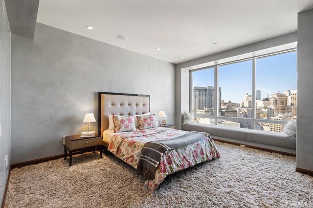 765 Market St Unit 28D, San Francisco, CA 94103 - bedroom featuring a city view, carpet, and recessed lighting