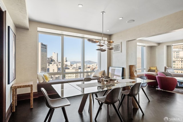 dining area featuring dark hardwood / wood-style flooring