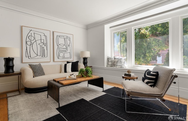 1828 Grove St, San Francisco, CA 94117 - living room featuring wood finished floors, healthy amount of natural light, and crown molding
