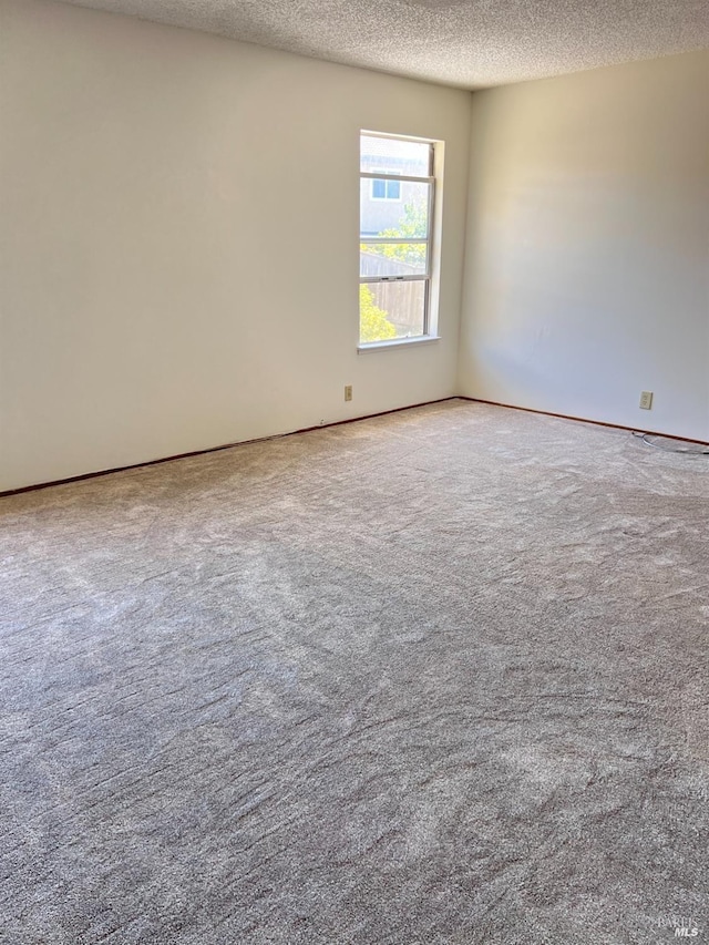 carpeted empty room with a textured ceiling