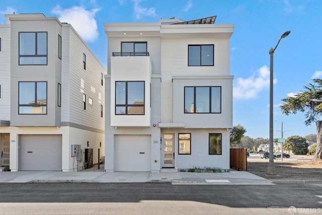 contemporary home with a garage