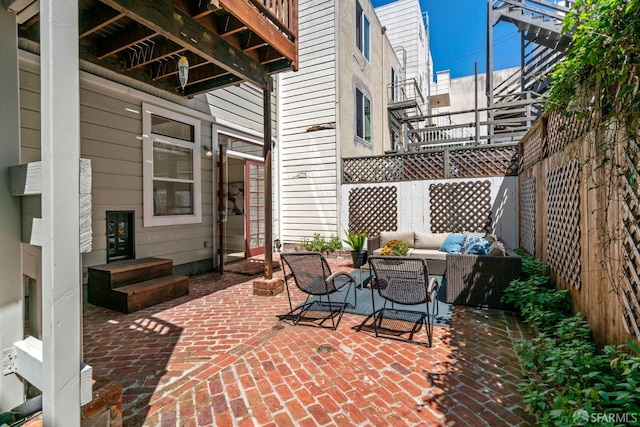 115 Magnolia St, San Francisco, CA 94123 - view of patio / terrace featuring fence and an outdoor living space