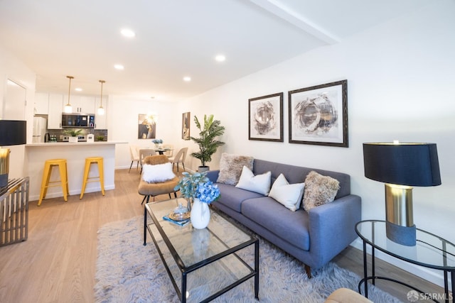 living room with light wood-type flooring