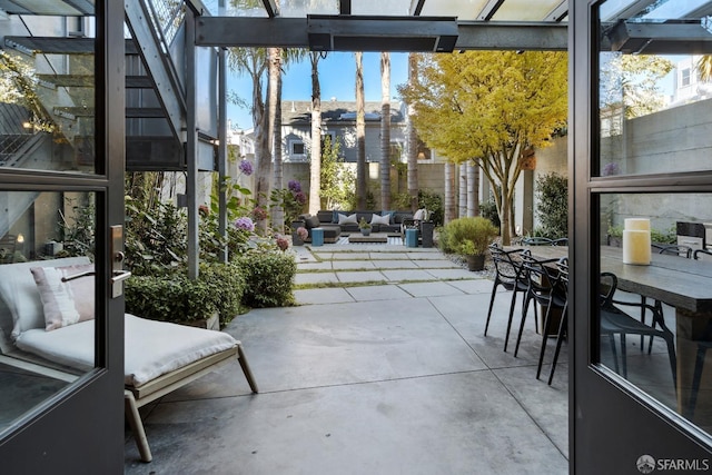 view of patio featuring outdoor lounge area