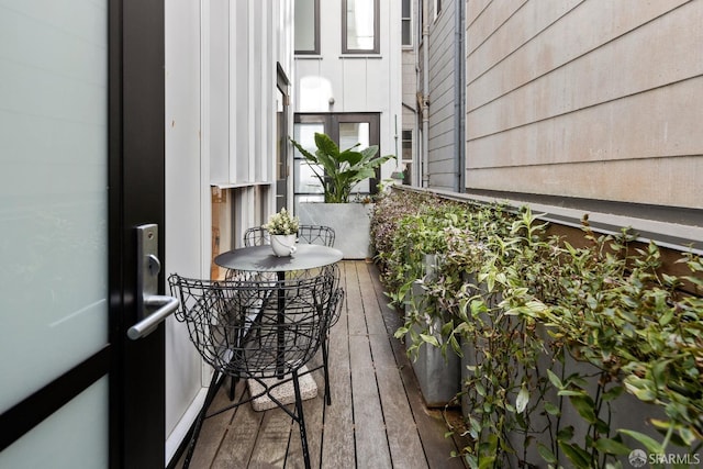 balcony featuring french doors